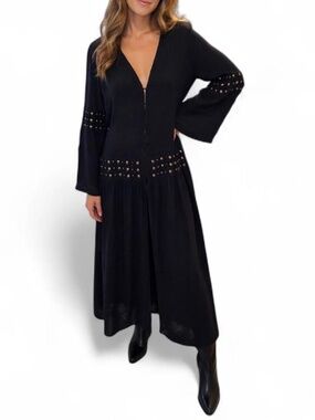 Tildon Navy Studded Duster - Size XS